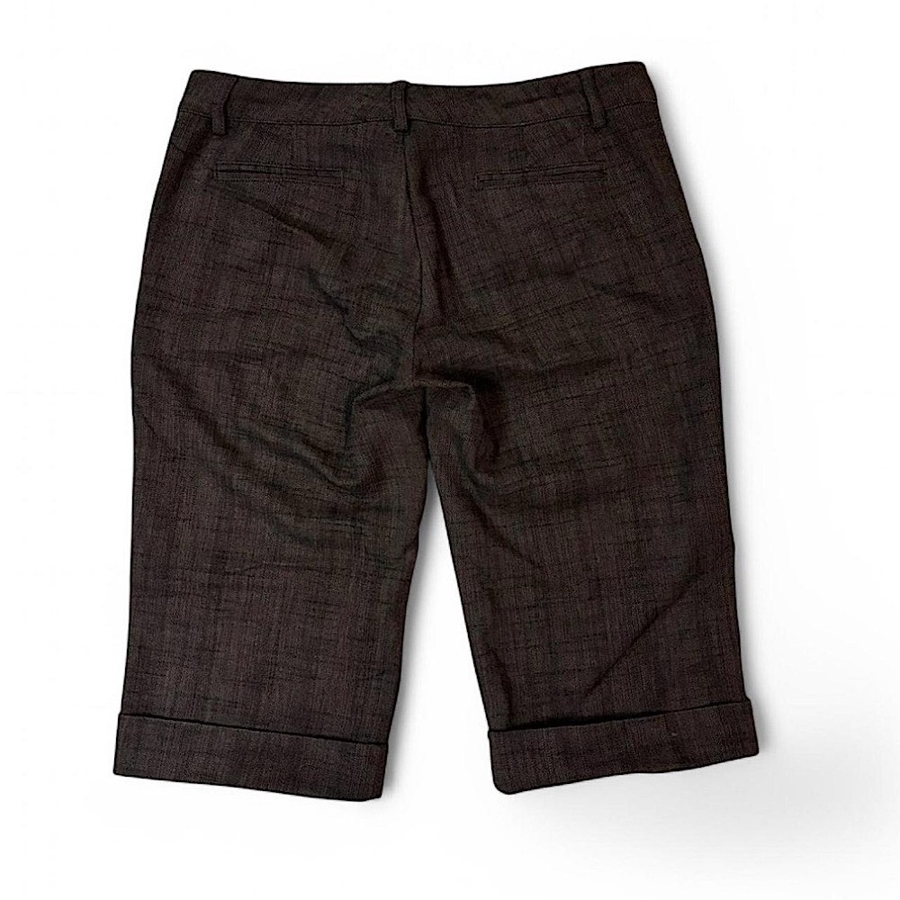VTG Y2K Brown Cuffed Bermuda Shorts Womens Size 4 Cotton Blend Officecore Preppy - Picture 5 of 5